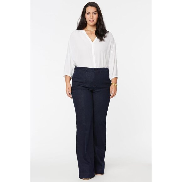 Women's Plus Size Trouser Jeans Cotton Blend Wide Leg Slimming Technology - Picture 2 of 6